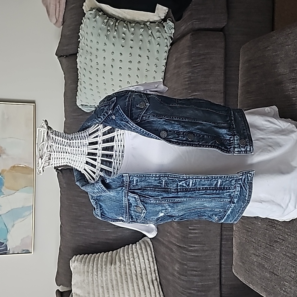 Express Jean Vest Jacket, Size Small